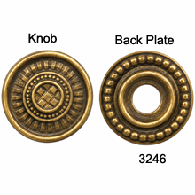 Brass Knob with Stud and Back Plate – SKU 3246