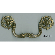 Ornate Brass Bail Pull with Rosettes – 4½″ Bore – SKU 4230
