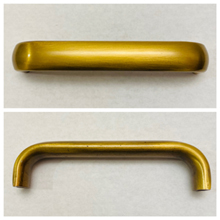 4 inch antique brass furniture pull oval bar SKU 6236