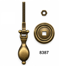 Antique Brass Drop Pull with Back Plate – SKU 8387