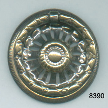 Antique Brass Ring Pull with Back Plate – Top Mount | SKU 8390