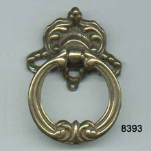 Antique Brass Ring Pull with Back Plate – SKU 8393