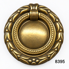 Antique Brass Ring Pull with Back Plate – Solid Brass (SKU 8395)