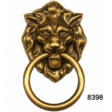 Solid Brass Lion Head Ring Pull – Antique Brass – SKU 8398