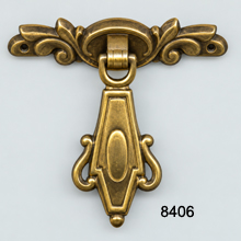 Antique Brass Drop Pull with Back Plate – Solid Brass | SKU 8406