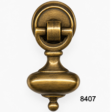 Antique Brass Drop Pull with Back Plate – SKU 8407