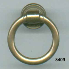 Antique Brass Ring Pull with Back Plate – 7/8″ Diameter – SKU 8409