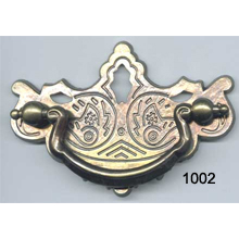 Back Plate with Bail – Antique Brass Furniture Pull – SKU 1002
