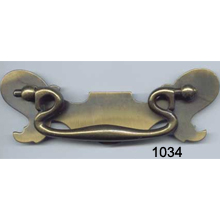 Back Plate with Bail – Antique Brass Furniture Pull – SKU 1034