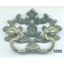 Antique Brass Bail Pull with Pierced Back Plate – SKU 1055