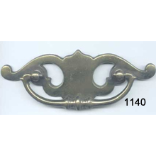 Back Plate with Bail – Antique Brass Furniture Pull – SKU 1140
