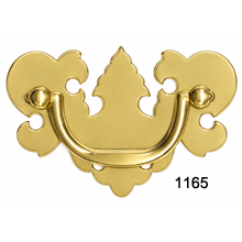 Chippendale Brass Back Plate with Bail – Polished Brass – SKU 1165