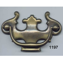 Brass Back Plate with Bail – Antique Brass Furniture Hardware – SKU 1197