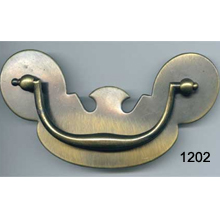 Back Plate with Bail – Antique Brass Furniture Hardware – SKU 1202